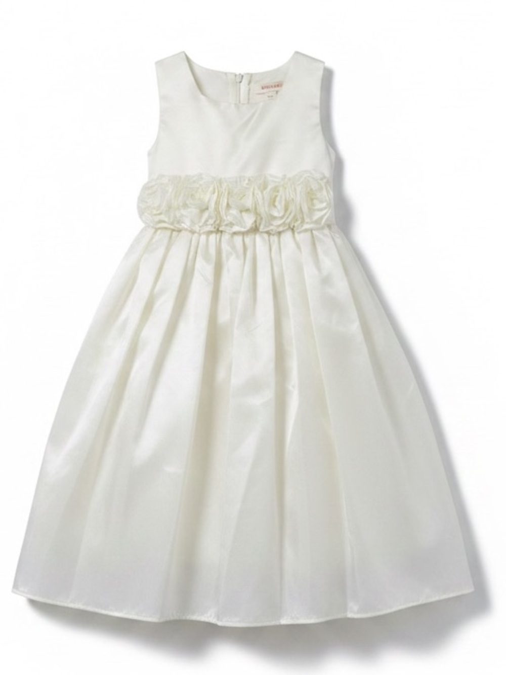 Sweet Kids Pink Princess Ivory Satin with Flower Waistband Dress Size 3 NWT